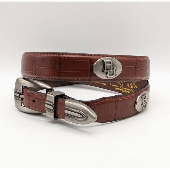 ZEP-PRO BU Boston University Mens NCAA Leather Belt Size 38 Terriers Brown - Picture 1 of 4